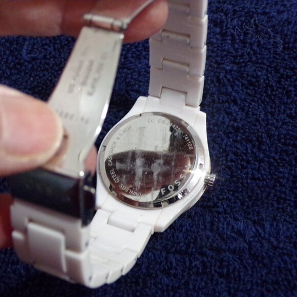 Fossil White Band Stainless Wrist Watch - Picture 4 of 5